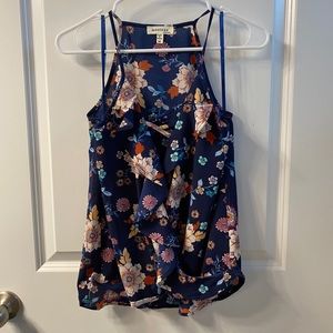 Floral ruffle tank